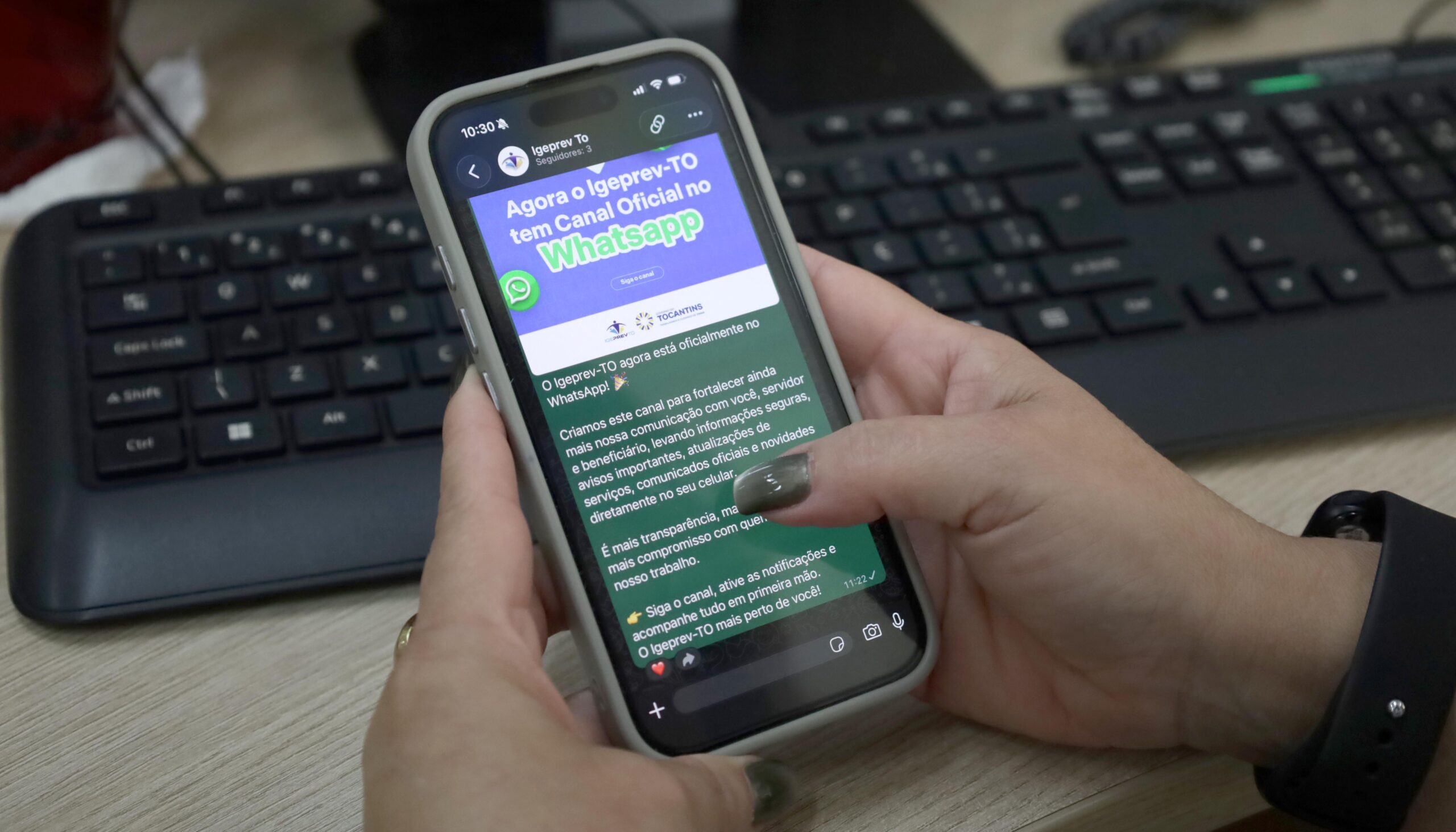 O Igeprev/TO lançou oficialmente seu canal institucional no WhatsApp