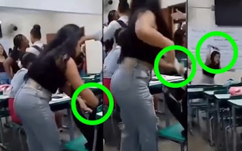 VÍDEO CHOCANTE NAS REDES: ADOLESCENTE PUXA FACA DURANTE BRIGA EM SALA DE AULA 😱🔪