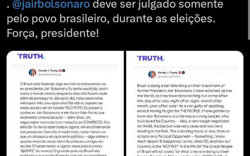 Candidato a presidente (Tarcísio )aplaude quem ameaça o Brasil