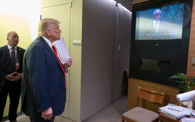 ONU divulga foto de Trump assistindo discurso de Lula 
