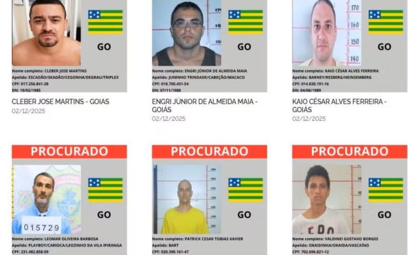 Lista com foragidos mais procurados do Brasil tem sete goianos