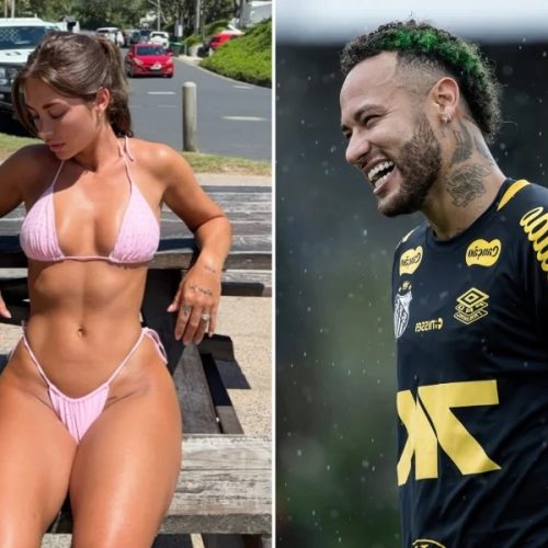 Modelo curtida por Neymar surge com blusa do jogador em foto no Rio