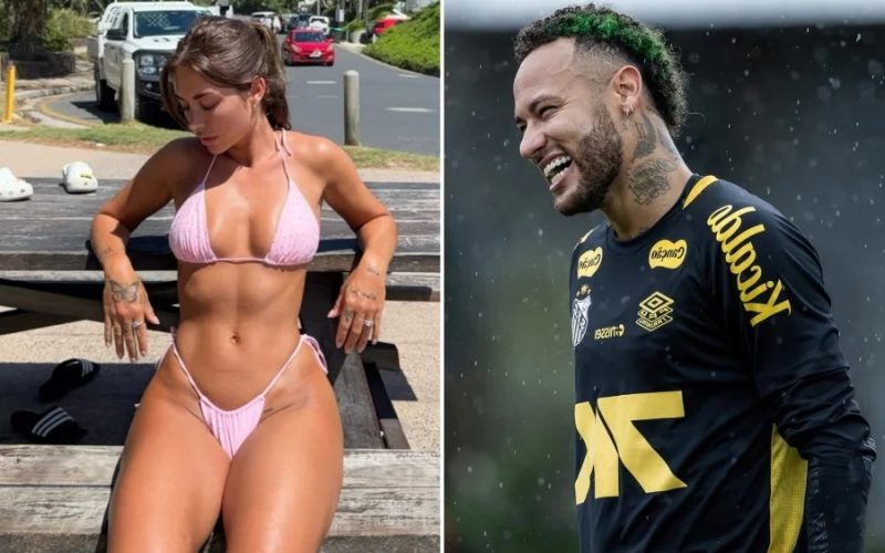 Modelo curtida por Neymar surge com blusa do jogador em foto no Rio