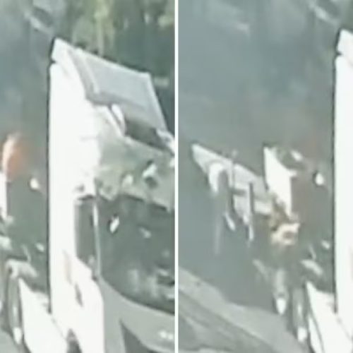 Motorista que transporta sino  maior do mundo cai do caminhão