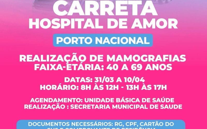 Carreta do Hospital de Amor começa atendimentos gratuitos em Porto Nacional